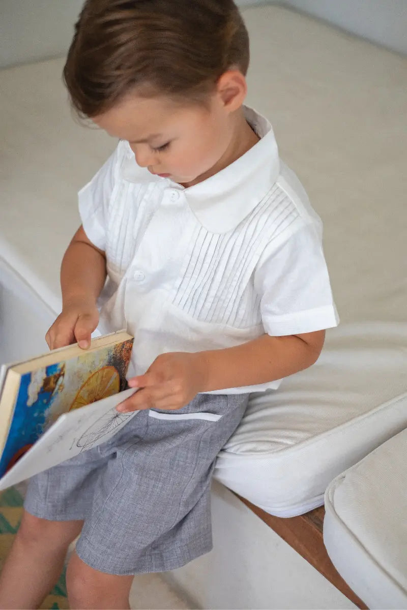Emilio White Panel Boy Shirt – Refined Japanese Cotton Shirt