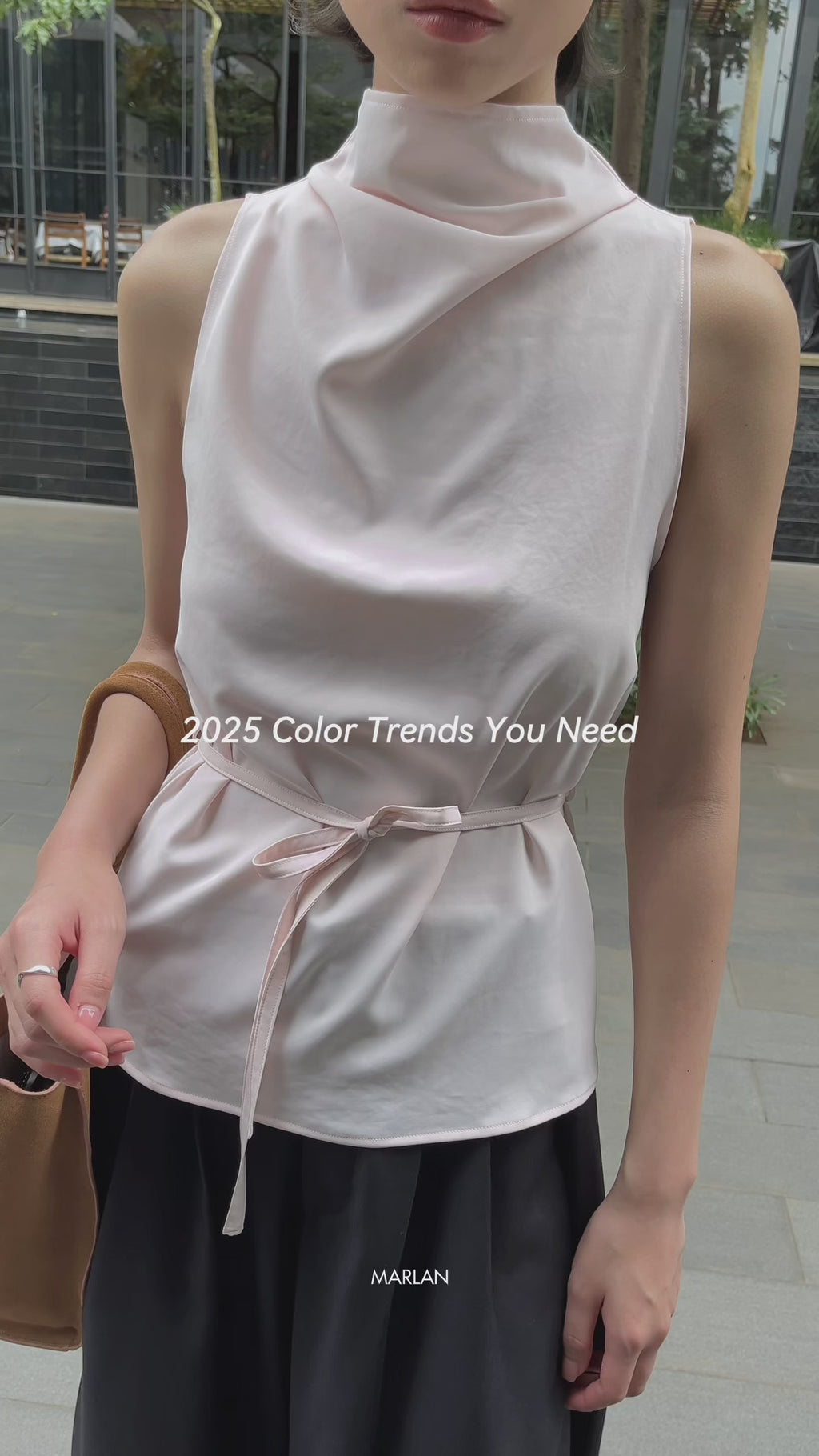 Henri Cowl Neck Blouse - Pink Sleeveless Top