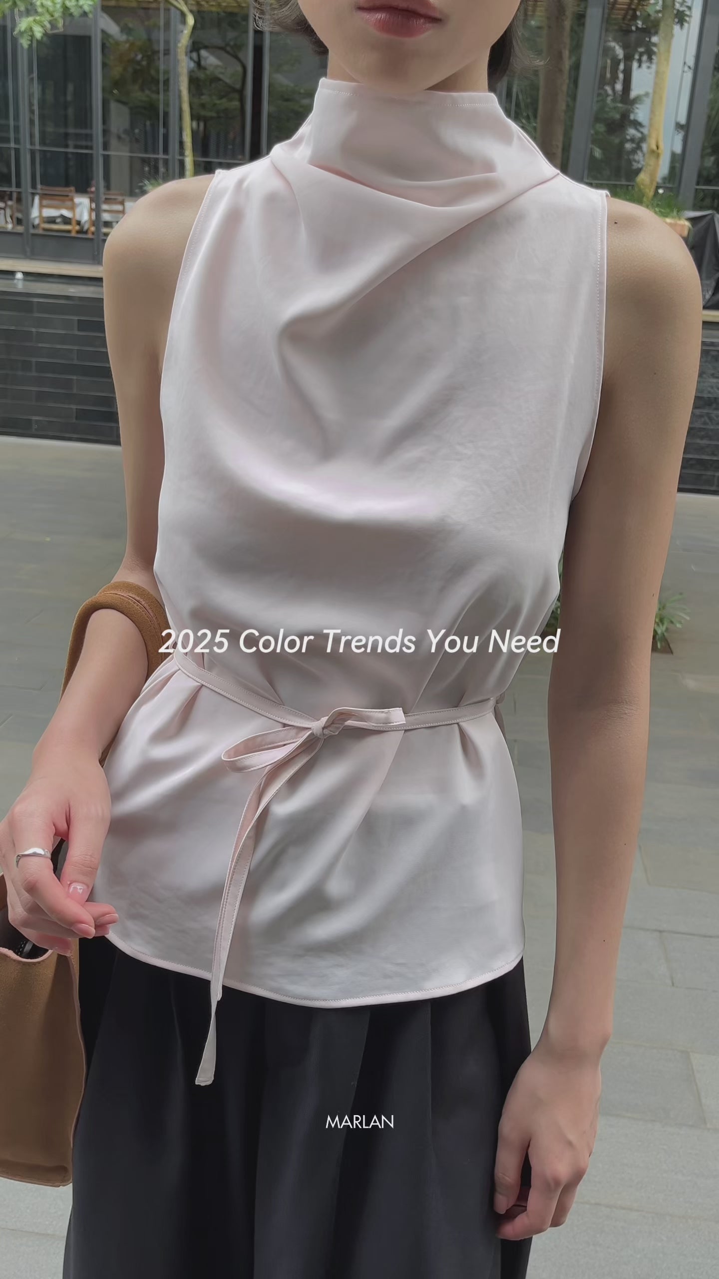 Henri Cowl Neck Blouse - Pink Sleeveless Top