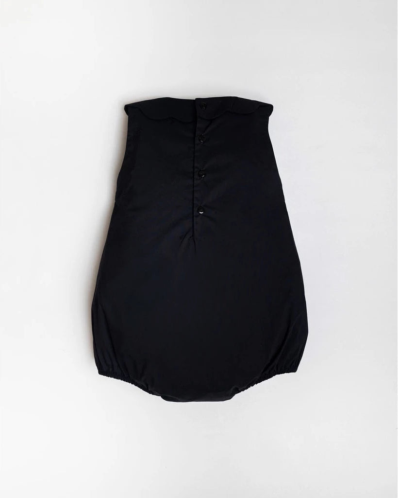 Mirabelle Black Romper – Tiered Scallop Romper